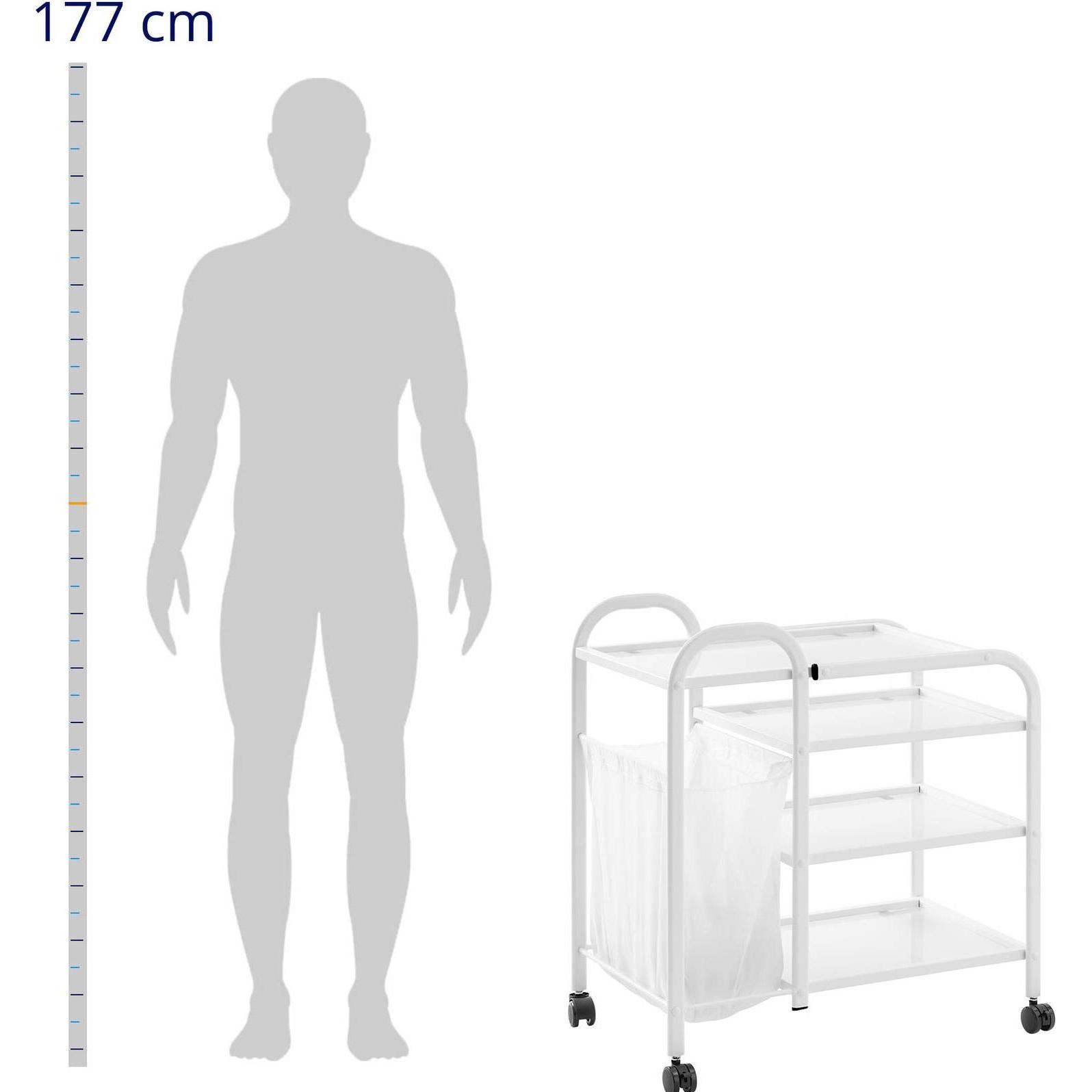 Thumbnail - Physa, Zubehör Make-up, Kosmetikwagen Arbeitswagen Beistellwagen Salon-Trolley 4 Ablagen Wäschesack Weiss