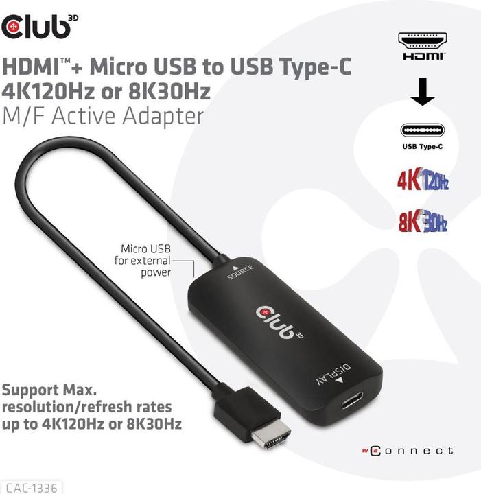 Productafbeelding Club 3D HDMI + MicroUSB naar (HDMI, 7.20 cm)