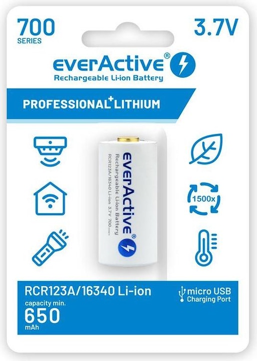 Produktbild Everactive 16340 / RCR123A 3.7V 700 mAh - Akku (1 Stk., RCR123A, 650 mAh)