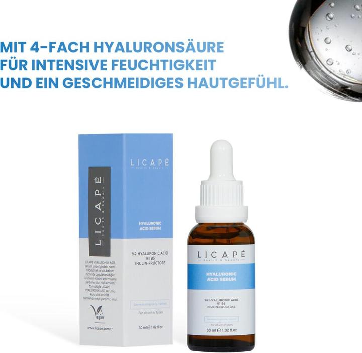 Actual product image Licape Hyaluron Serum 30 ml – Feuchtigkeit, Straffung & Pflege mit Panthenol & Peptiden (30 ml)