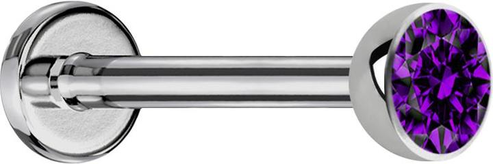 Actual product image Star Piercing Micro labret silver with violet crystal hemisphere (without brass, Titanium)