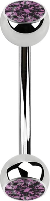 Produktbild Star Piercing Micro Banane silber mit zwei Kugeln Kristall hellviolett (Chirurgenstahl 316L, ohne Messing)