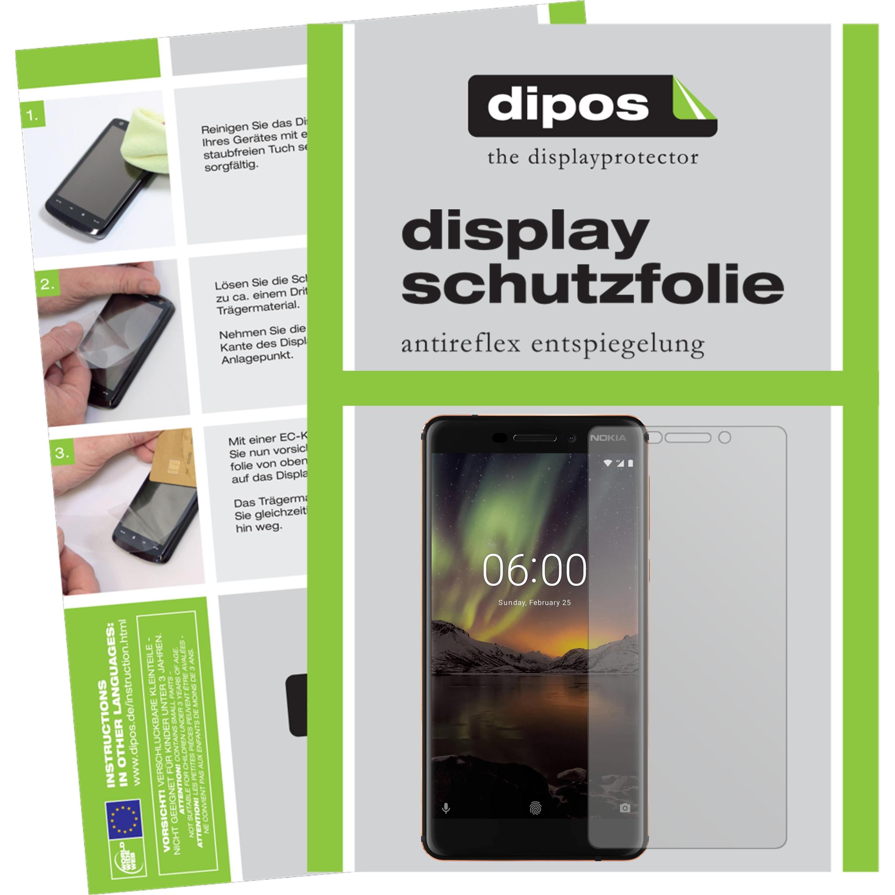 Dipos Displayschutzfolie Antireflex (5 Stück, Nokia 6.1), Smartphone Schutzfolie, Transparent