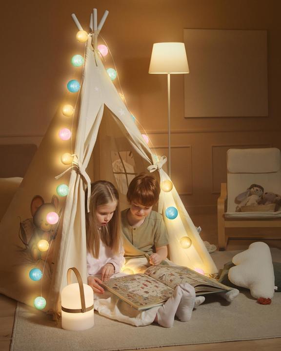 Actual product image Ciskotu Lichterkette Lampions 20 LED mit Cotton Balls (3.30 m)