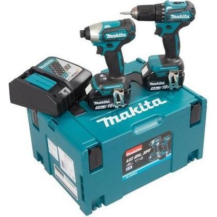 Makita, Trapano + Avvitatore a batteria, set di utensili 18V (DHP487 + DTD157)