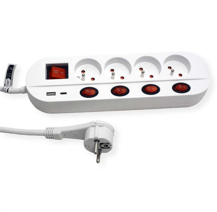 Image du produit Roline Prises multiples (4x, CEE 7/4, PECO 7/5, 1.50 m)
