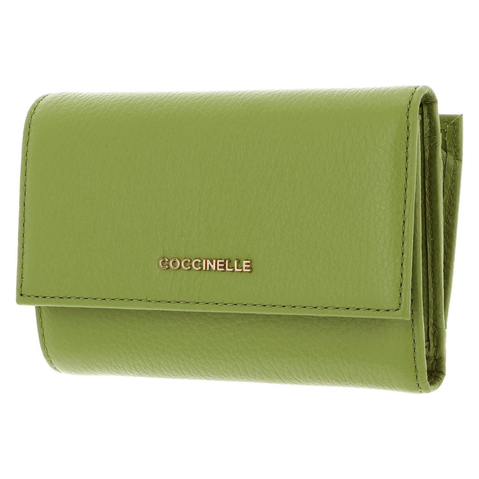 Coccinelle, Damen, Portemonnaie, Metallic Soft Wallet Grainy Leather, Grün