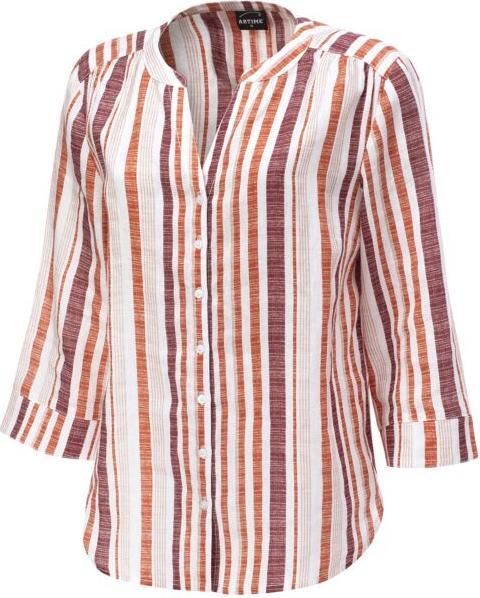 Immagine prodotto Artime Damen Leinenbluse mit 3/4-Ärmel bordeaux (M)