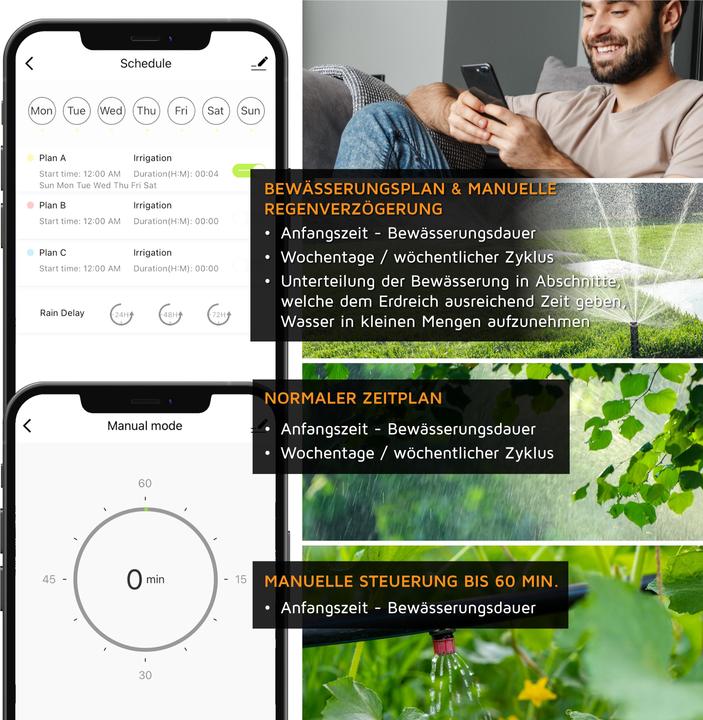 Actual product image Brandson Bewässerungssteuerung, Bewässerungsuhr, automatische Bewässerung, mit Wifi Verbindungssteckdose, App (Irrigation computer)