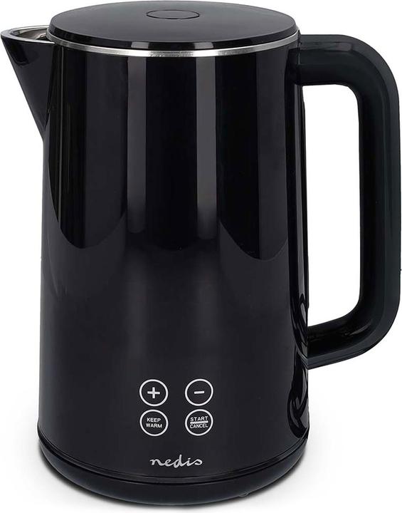 Produktbild Nedis Wasserkocher - 1,70 l - Plastik - Schwarz - 50,60,70,80,90,100 °C - Temperaturanzeige - Um 360 (1.70 l)