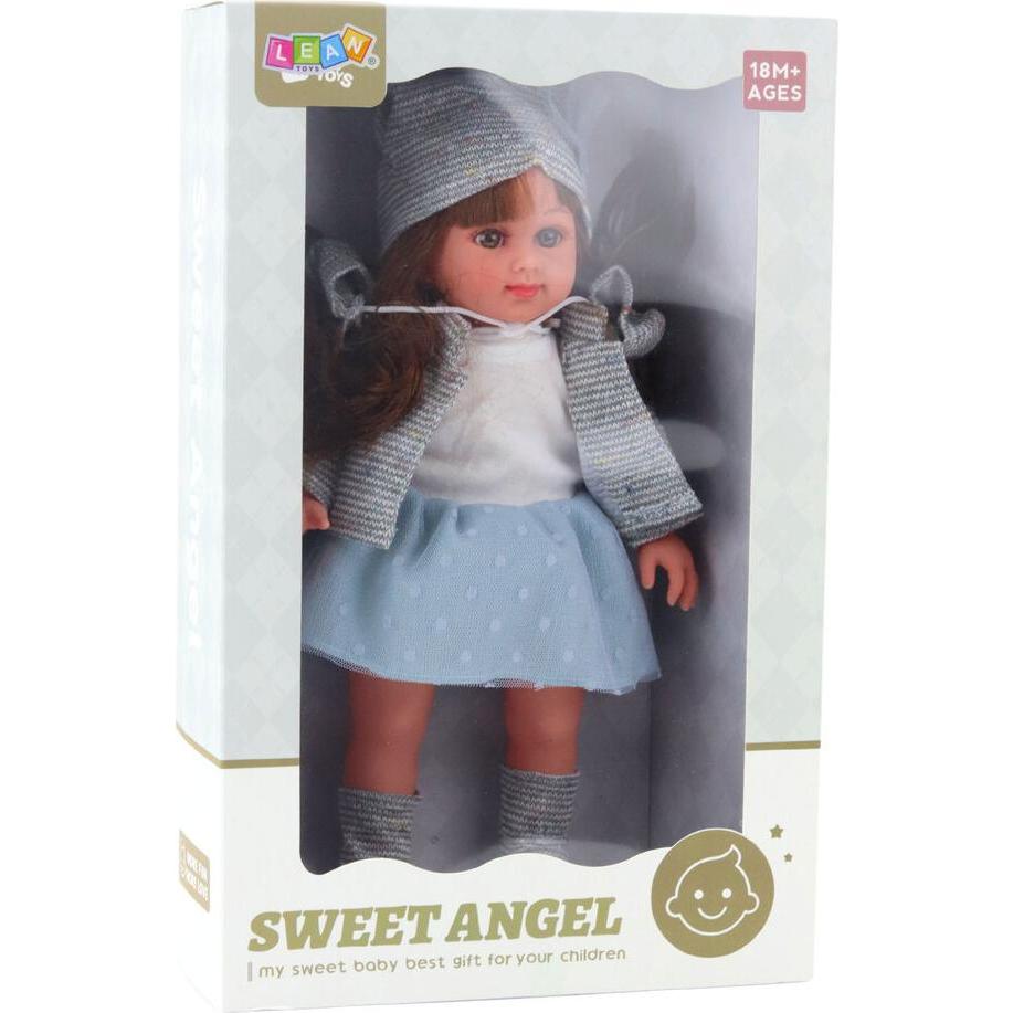 Lean Toys Lean Puppe In Blauem Kleid Pullover Sweatshirt Handschuhe Mütze 36.5Cm