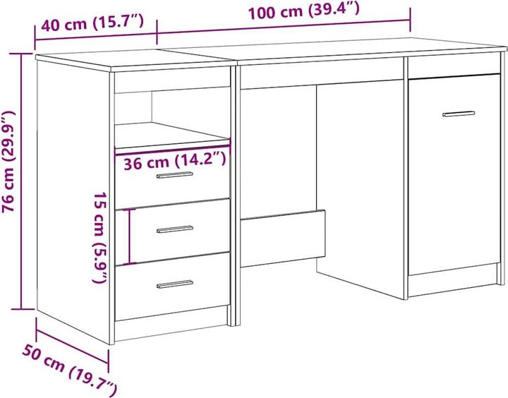 Produktbild VidaXL Schreibtisch (100 x 50 x 76 cm)