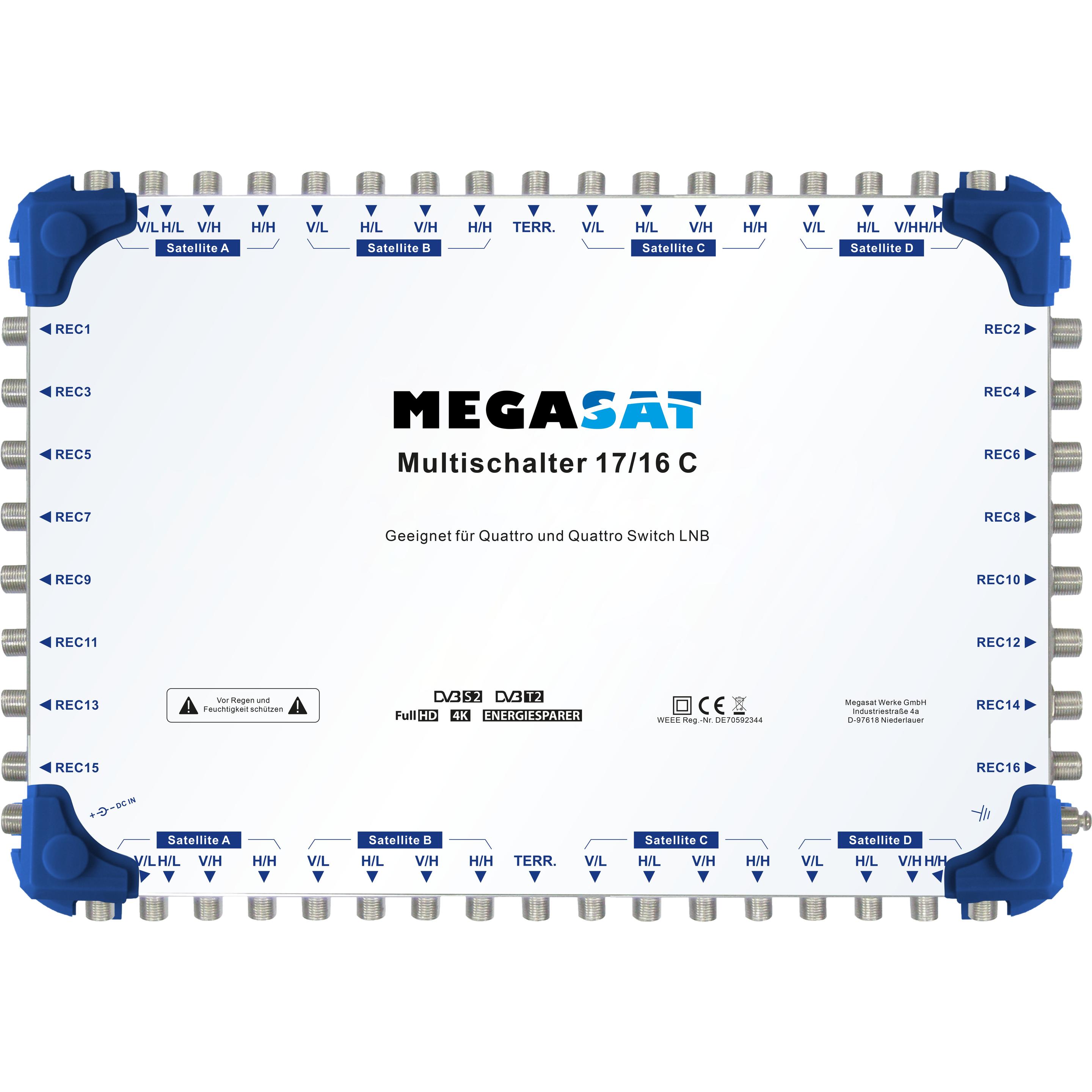 Megasat 600194 Multiswitch 17/16 C (Multiinterruttori), Accessori per SAT, Argento
