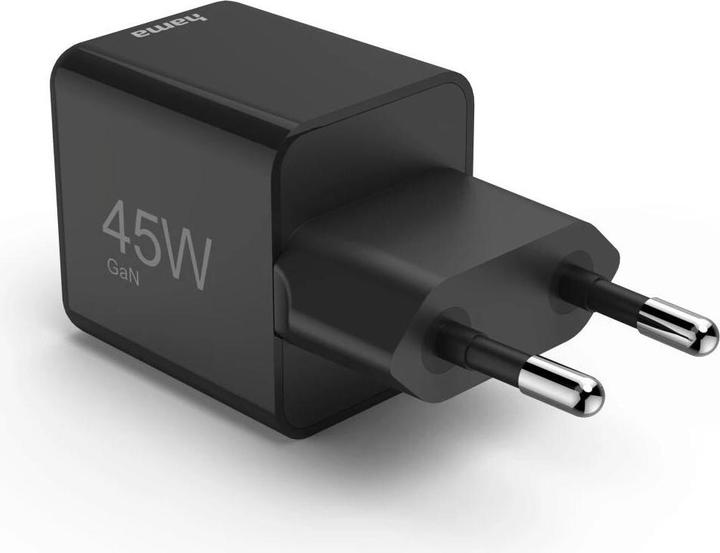 Produktbild Hama Schnellladegerät, USB-C, PD/QC/GaN, Super-Mini-Charger, 45 W, Schwarz (45 W)