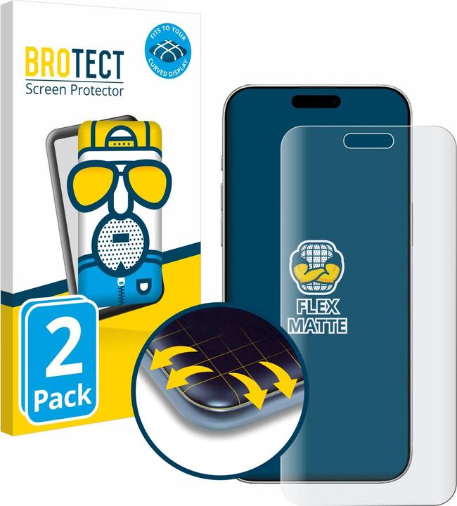 Produktbild BROTECT Fullscreen Schutzfolie Displayschutz Folie Matt Entspiegelungsfolie (2 Stück, Apple iPhone 16 Plus)