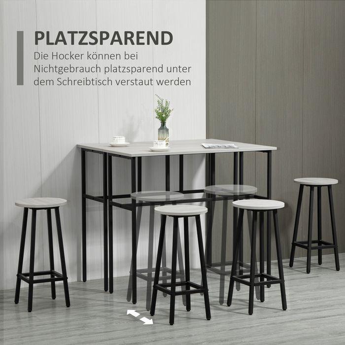 Produktbild Swisshandel24 Bartisch-Set, 6-teilig, Industrial Design, Spanholz Stahl Grau+Schwarz