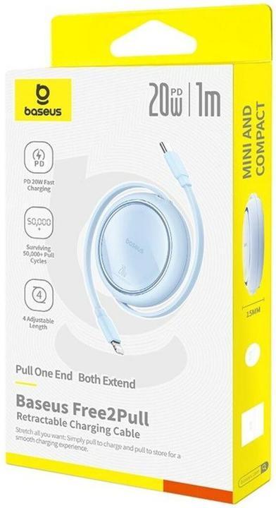 Produktbild Baseus Free2Pull retractable USB-C / Lightning cable 20W 1m - blue (1 m, 20 W)