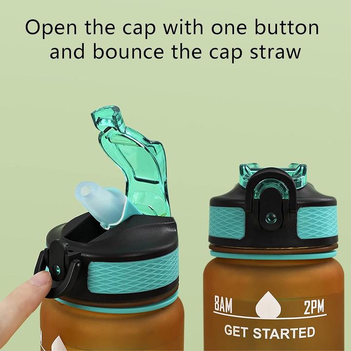 Image du produit PhoneLook Grande gourde sport 1000ml Stay Hydrated avec motivation à boire et bouchon de sécurité /rose (1 l)