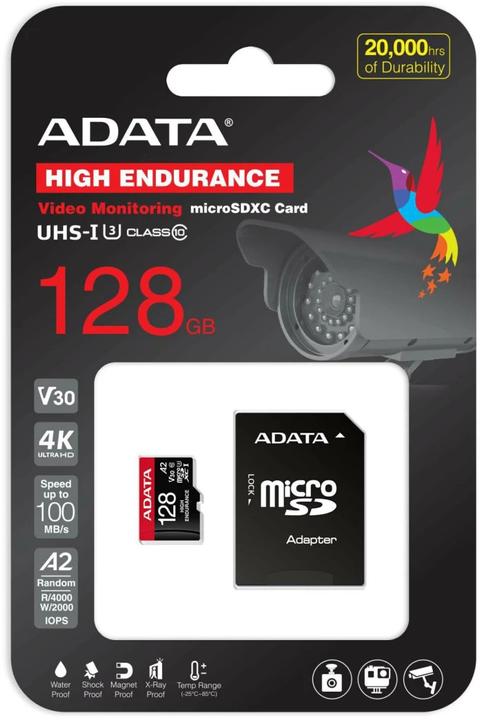 Produktbild Adata microSDXC-Karte High Endurance 128 GB (128 GB, microSDXC, U3, UHS-I)