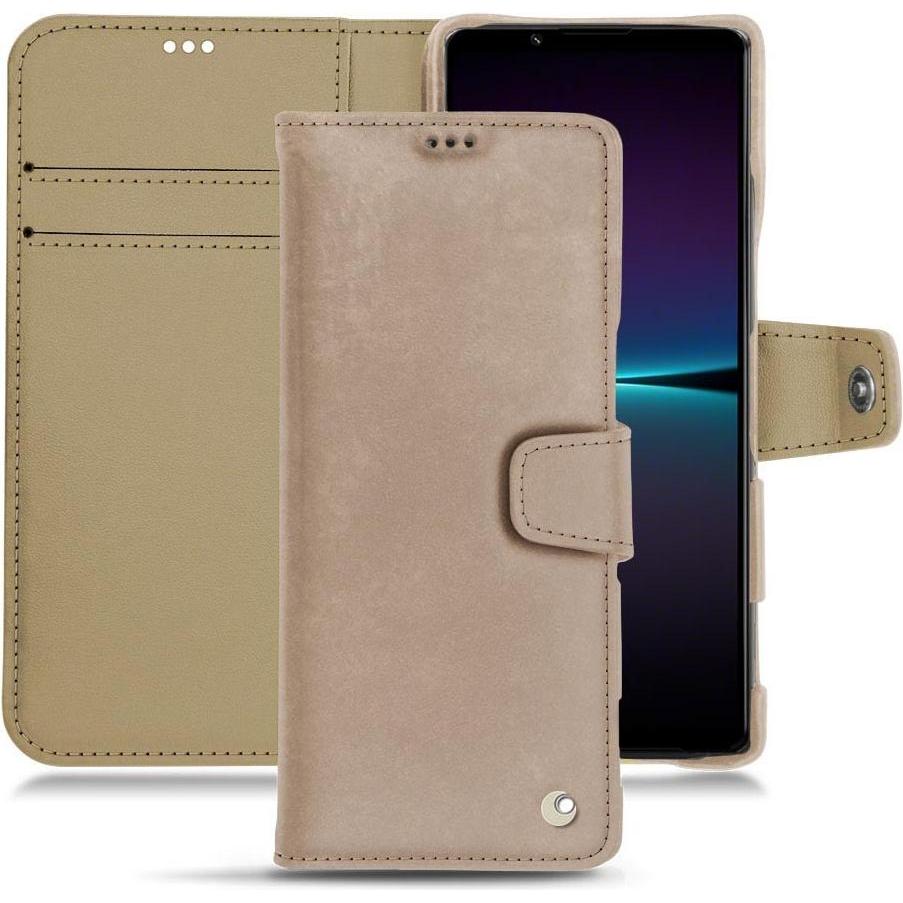 Noreve Lederschutzhülle Wallet (Sony Xperia 1 IV), Smartphone Hülle, Beige