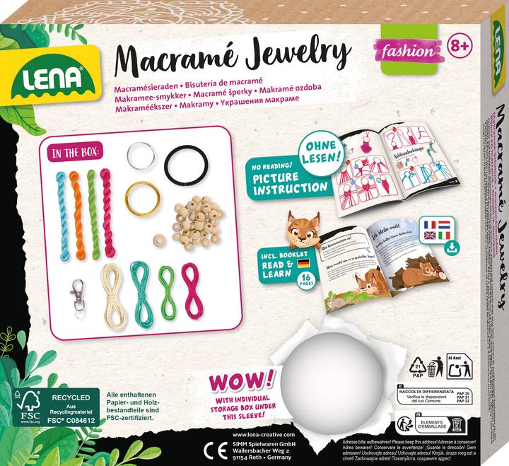 Actual product image Lena Eco Macramé© Jewellery, FSC RECYCLED, folding box