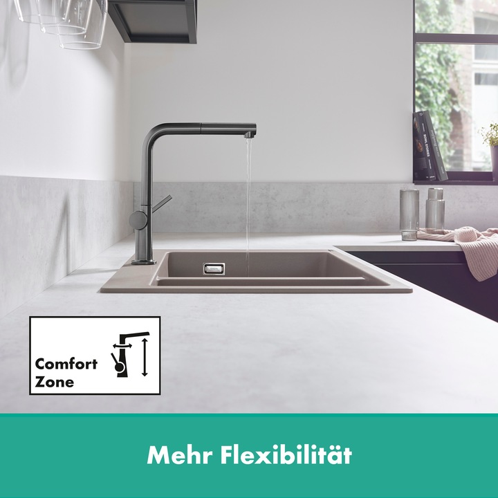 Immagine prodotto hansgrohe Miscelatore per lavello 270 Talis M54 bocca estraibile 1 getto cromo nero spazzolato