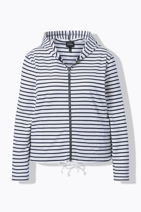 Produktbild Ulla Popken Sweatjacke, Ringel, Saumtunnel, Kapuze (46)