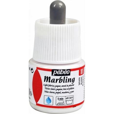 Pebeo, Künstlerfarbe + Bastelfarbe, Marbling Marmorirtfarben (Weiss, 45 ml)