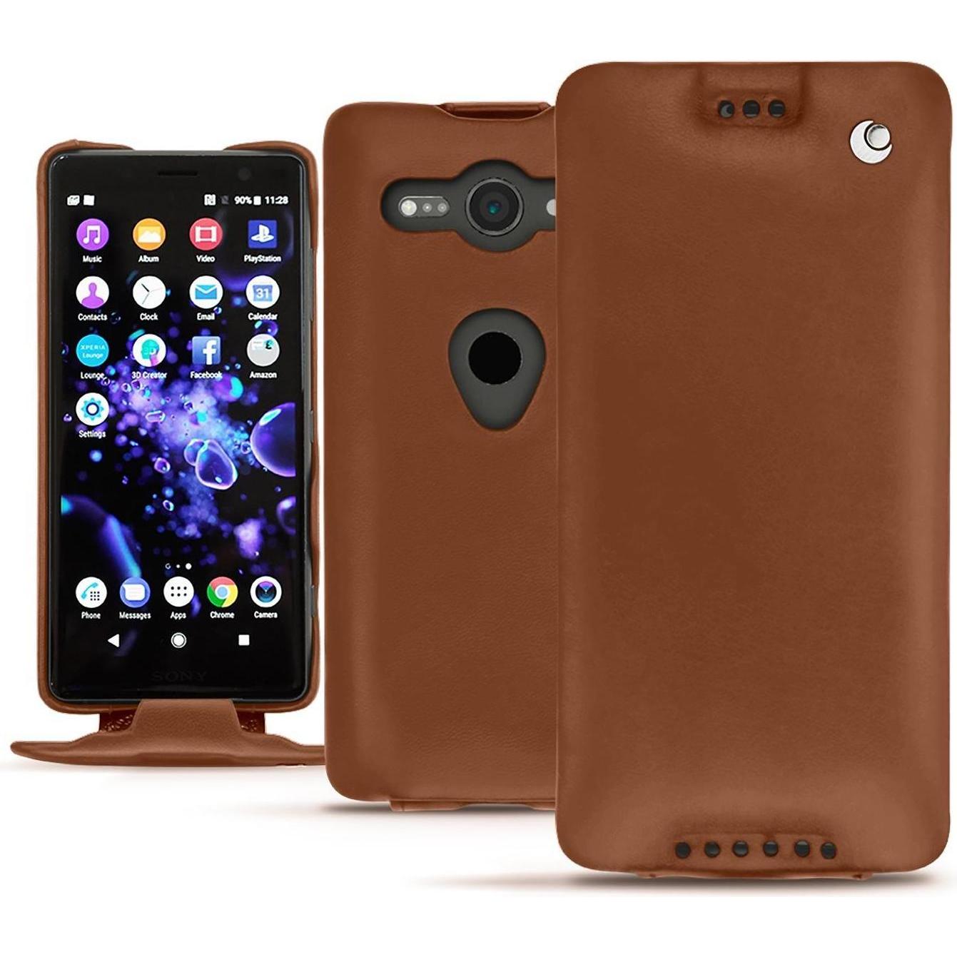 Thumbnail - Noreve Lederschutzhülle vertikal (Sony Xperia XZ2 Compact), Smartphone Hülle, Braun