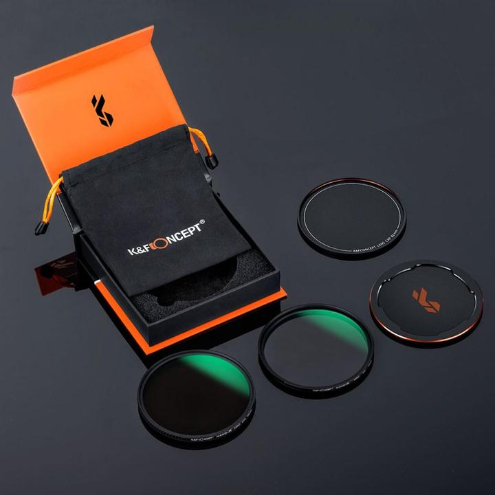 Actual product image K&F Concept 67mm MCUV+CPL Lens Filter Kit + Metal Caps, HD, Waterproof, Anti-Scratch, Green Coated Nano-X Series (67 mm, Polarizing filter, UV filter)