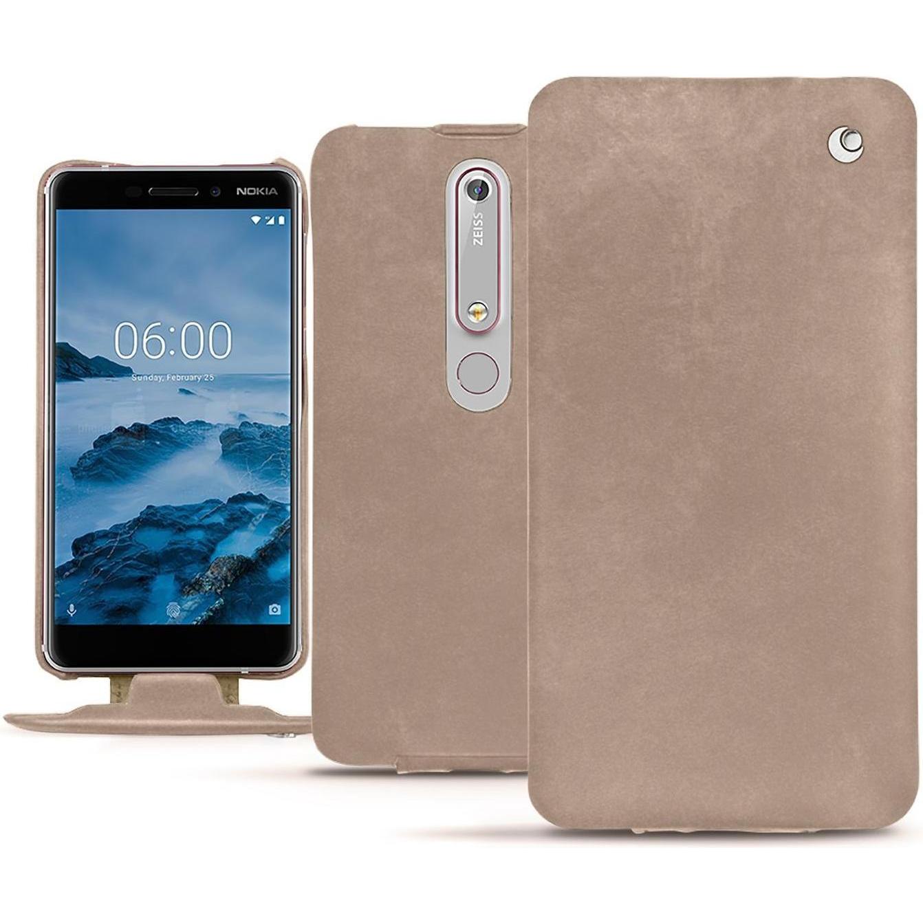 Noreve Lederschutzhülle vertikal (Nokia 6 (2018)), Smartphone Hülle, Beige