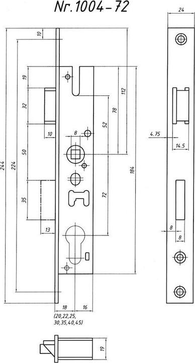 Immagine prodotto Bever Serratura da infilare con telaio tubolare 8 mm DIN RS/LS Lancio del bullone 11 mm (Serratura a mortasa)