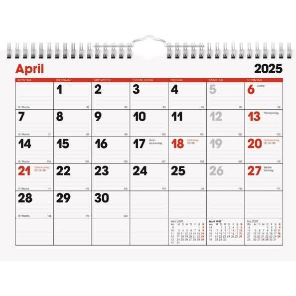 Thumbnail - Brunnen, Agenda, Monatskalender Modell 701 A4 quer 2025 (Deutsch)