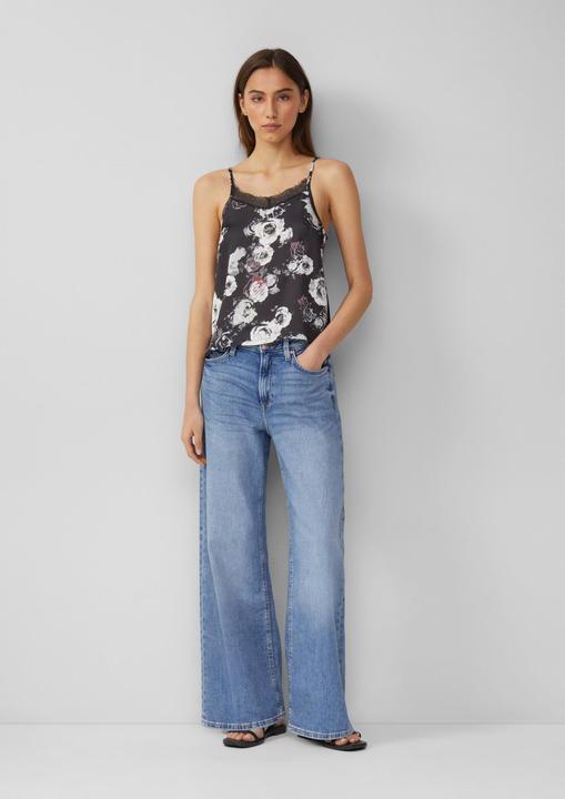 Produktbild S.Oliver Bluse Top mit All-over-Print und Spitze am Ausschnitt (36)