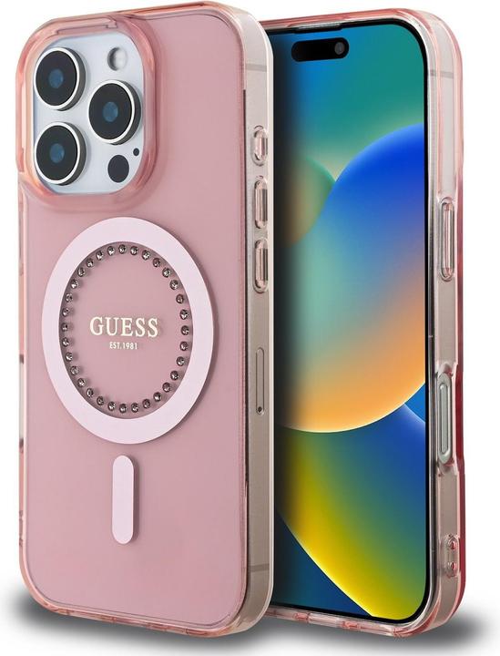 Produktbild Guess GUHMP16LPFTDTEP iPhone 16 Pro 6.3" różowy/pink hardcase IML Rhinestones MagSafe (Apple iPhone 16 Pro)
