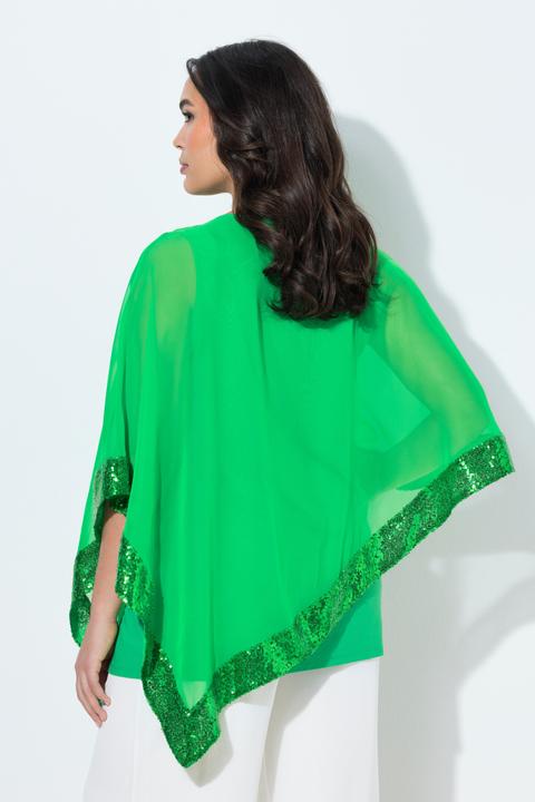 Produktbild Ulla Popken Bluse, Chiffon-Überwurf, U-Boot-Ausschnitt, 3/4-Arm (50, 52)