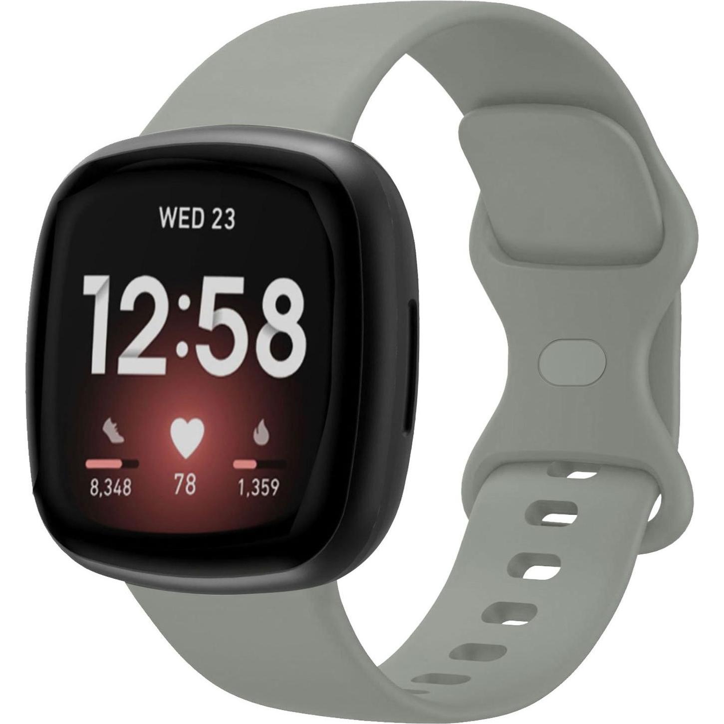 Strap-it Silikon Armband (Silikon, Versa 3), Uhrenarmband, Grau