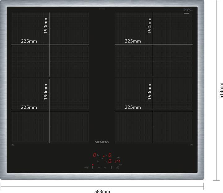Actual product image Siemens iQ700, Induction hob, 60 cm, Cooker-controlled, Black, With frame on top, EY645CXB6E