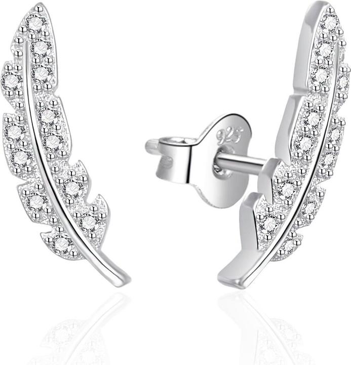 Immagine prodotto Agato - Silver long earrings Feather with zircons AGT-E085PW (Argento)