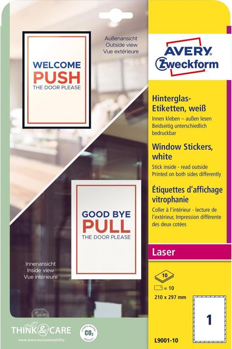 Actual product image Avery Purpose Form Backglass Labels, 210 x 297 mm, white Foil label for laser printers, removable