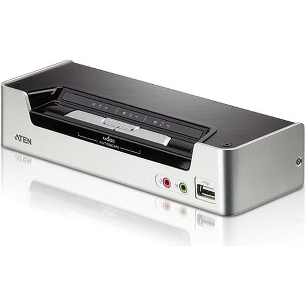 Aten CS1792, Switch KVM Hub USB a 2 porte con HDMI, Switch KVM, Grigio, Nero