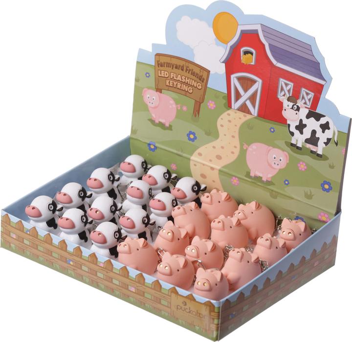 Actual product image Puckator Farm Cow & Pig LED with Sound Keychain