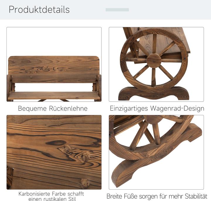 Immagine prodotto Outsunny Panchina da giardino con design a ruota di carro