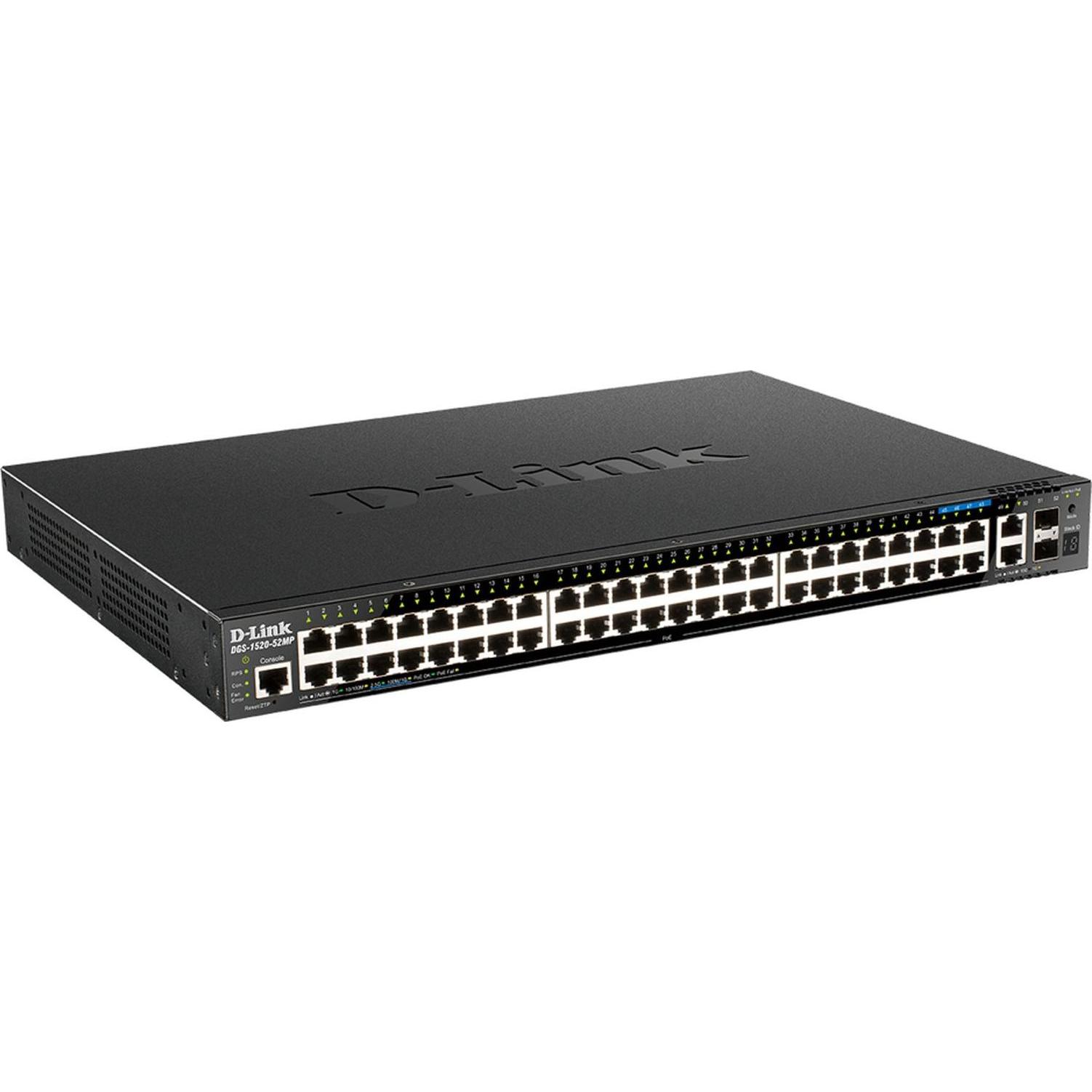 D-Link Switch Poe+ Gestito Intelligente 52-P (52 porte), Switch di rete, Nero
