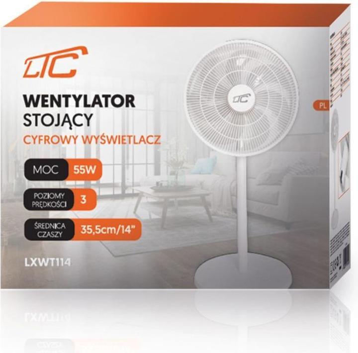 Produktbild LTC Standing Fan WT114 55W 14" digital display, remote, white