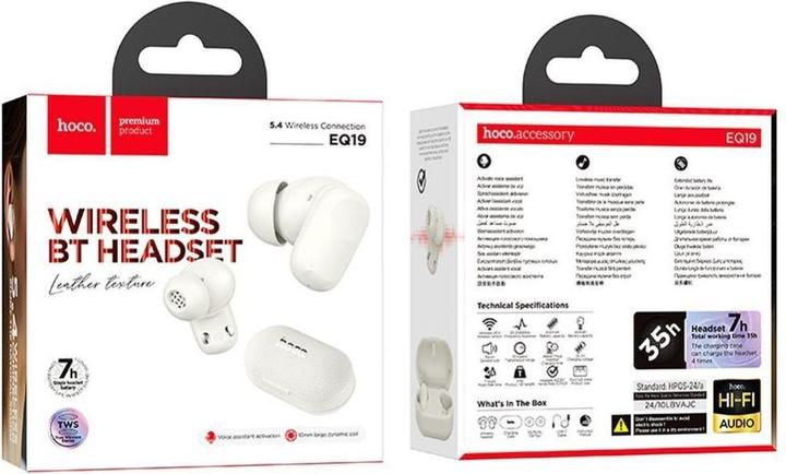 Produktbild Hoco Wireless headphones wireless earphone bluetooth TWS EQ19 milky white (7 h, Kabellos)