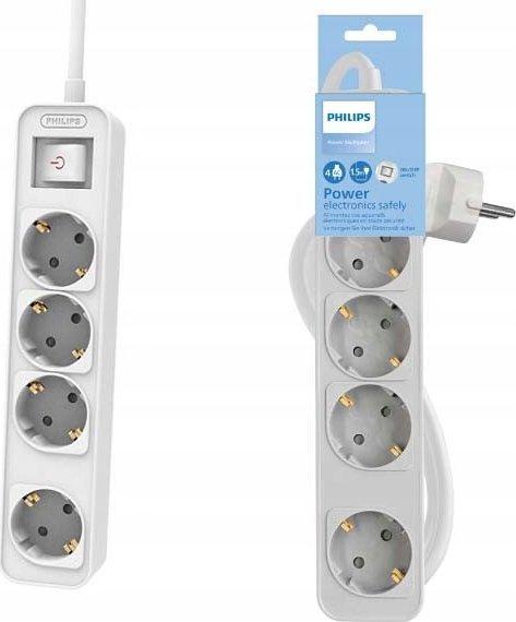 Produktbild Philips Extension cable 4 AC sockets white (4x, CEE 7/3, CEE 7/5, 1.50 m)
