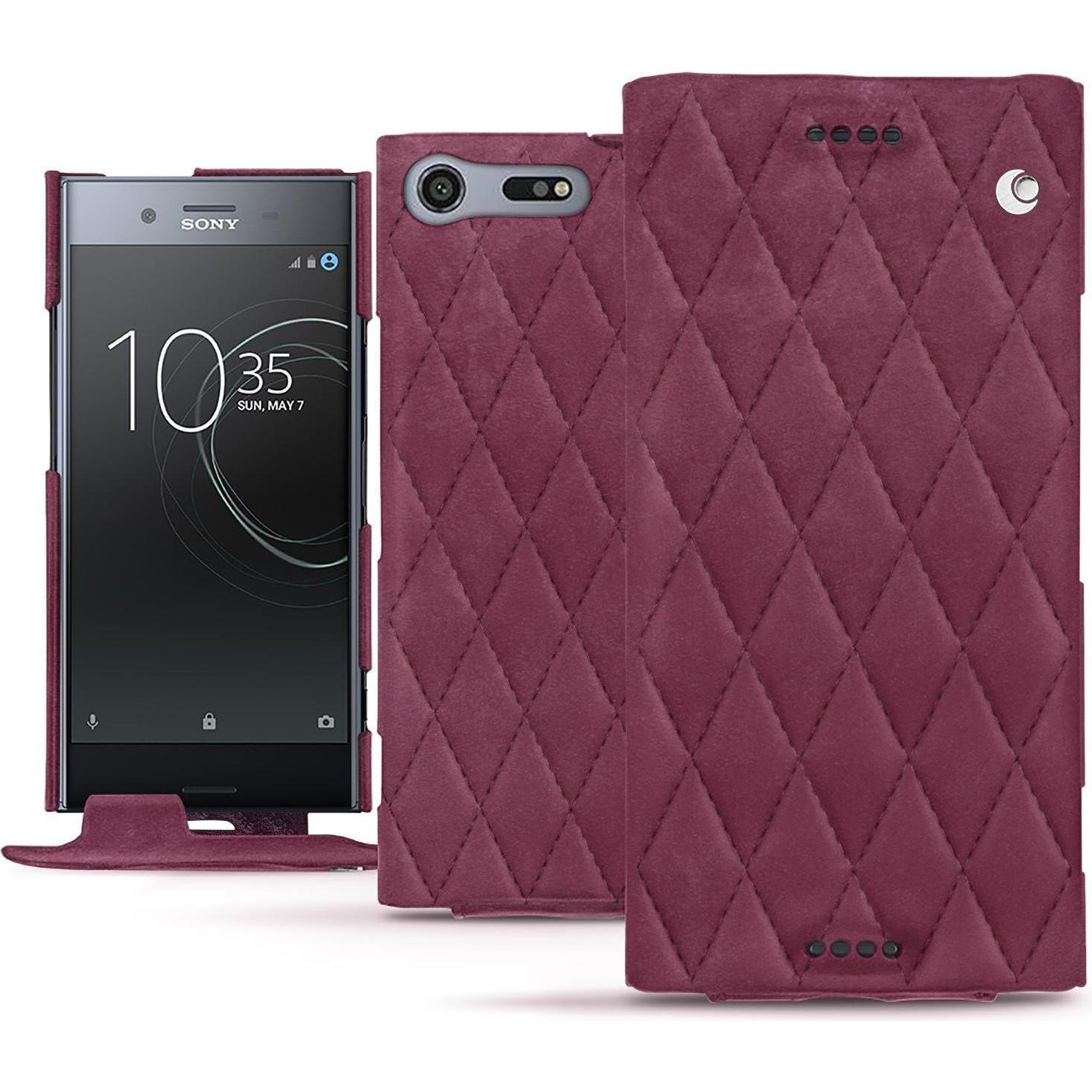 Noreve Lederschutzhülle vertikal (Sony Xperia XZ Premium), Smartphone Hülle, Violett