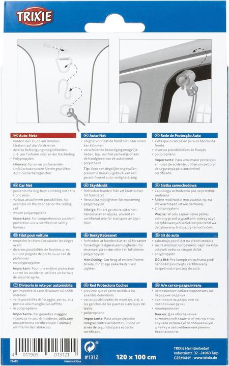 Immagine prodotto Trixie Rete per auto, circa 1x1m, nero (Cane, Riflettori)