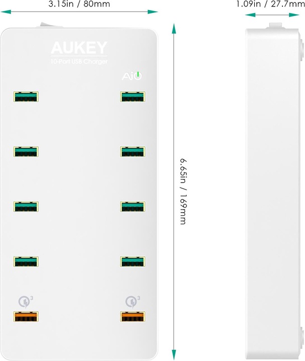 Actual product image Aukey PA-T8 Quick Charge 3.0 70W